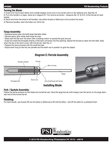 Penn State Industries PKBBQ 3pc Stainless Steel BBQ Grill Utensil Woodturning Project Kit - WoodArtSupply