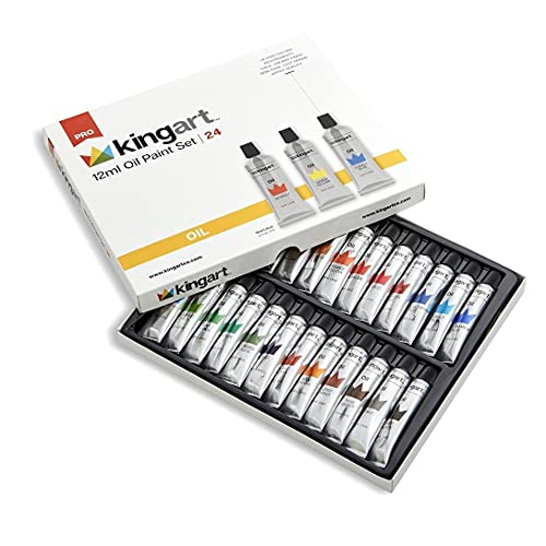 KINGART PRO Oil Paints (12 ml), Set of 24 Assorted Colors KINGART