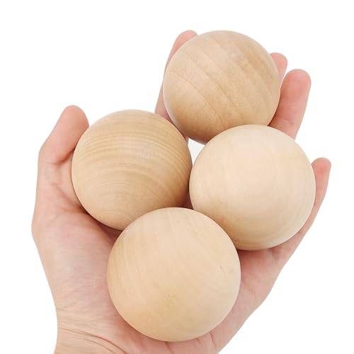 SOUJAP 24 PCS 2 Inch Round Wooden Ball, Natural Unfinished Wood Ball, Sphere Hardwood Ball for Crafts and DIY Projects Decoration SOUJAP
