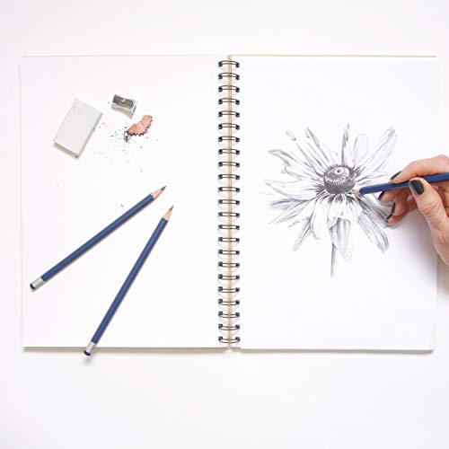A4 Sketchbook - (Pack of 1, 80 Pages (40 Sheets)) Wire-O Portrait Drawing Pad for Heavy Mixed Media with Perforated 180gsm Acid Free Cartridge Paper ARTISTIK