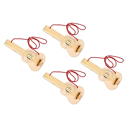 Toyvian 4 Sets Wooden Ukulele Stringed Music Instrument Unfinished Wood Guitar Build Your Ukulele DIY Ukulele Kit Brain Toy Kids Toys Handmade Guitar Toyvian