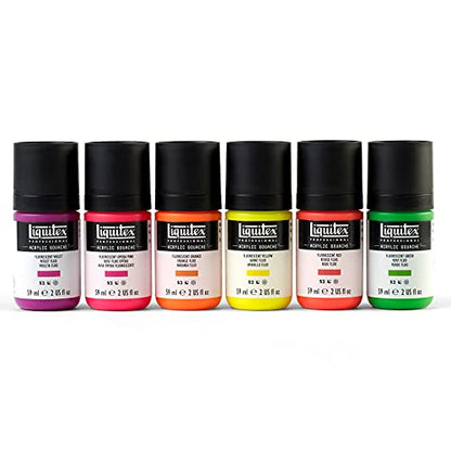 Liquitex Professional Acrylic Gouache Paint, 6 x 59ml (2-oz), Fluorescents Set - WoodArtSupply