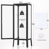 Ryoko Glass Display Cabinet with Adjustable 3-Shelf Shelves, Lock and Door, Dust-Proof, LED Light, Curio Cabinets Lego Display Case for Living Room Ryoko