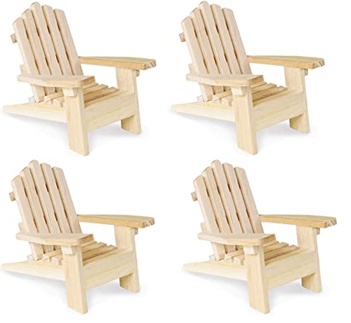 Multicraft Beach Adirondack Chair Miniature Wood for Dollhouses, Displays, Crafting, & DIY - 5 Inches - Set of 4, Brown, Medium Multicraft