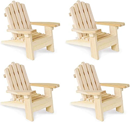 Multicraft Beach Adirondack Chair Miniature Wood for Dollhouses, Displays, Crafting, & DIY - 5 Inches - Set of 4, Brown, Medium Multicraft