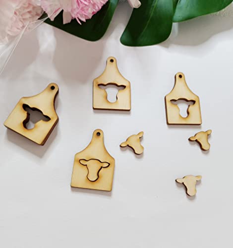 40pcs of Wood Cow Head Earring Blanks,Blank Sublimation Cow Tag/Post/Stud Animal Earrings (2'') MEYA