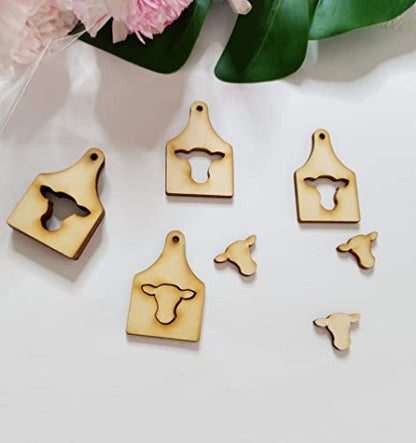 40pcs of Wood Cow Head Earring Blanks,Blank Sublimation Cow Tag/Post/Stud Animal Earrings (2'') - WoodArtSupply