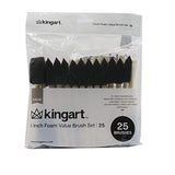 KINGART 241-25 Foam 25 Pc. Value Pack 1" Brush Set, Short Wood Handle, for Oil, Acrylic & Watercolor Paint, Great for Crafts, DIY Home Projects, KINGART