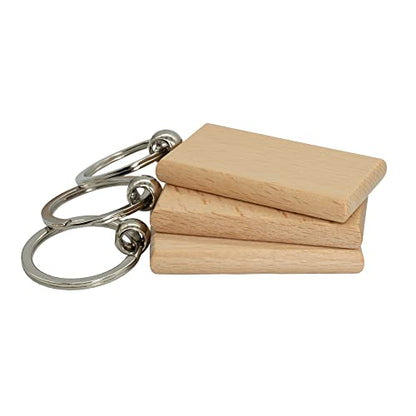 20 Pack Unfinished Wood Engraving Blanks Wooden Blanks Keychain (Rectangle-1)
