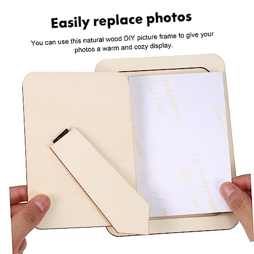 ABOOFAN 6Pcs 6 unfinished wood craft frames picture frames wood frame wooden child desktop decorate postcard photo bulk Wood parent-child Vertical ABOOFAN