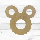 Mouse Ears Christmas Wreath, Christmas Shapes, Unfinished Wood Cutout, Paint by Line Build-A-Cross