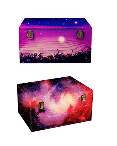 Woiworco Extral Large Wooden Box, 13 x 10 x 6.5 inch Natural Unfinished Pine Wood Boxes with Hinged Lid and Front Clasp for DIY Craft Art, Hobbies, Woiworco