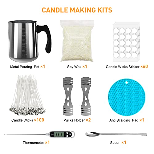 Ohcans Candle Making Kit Supplies, Soy Wax DIY Candle Making for Adults, with 900ml Candle Make Pouring Pot, Candle Wicks, Wicks Sticker, Wicks Ohcans
