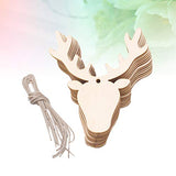 Amosfun 20PCS Wooden Deer Head Christmas Ornaments Pendant Hanging Wooden Pendant Decoration Wooden DIY Craft Christmas Tree Hanging Ornaments Amosfun