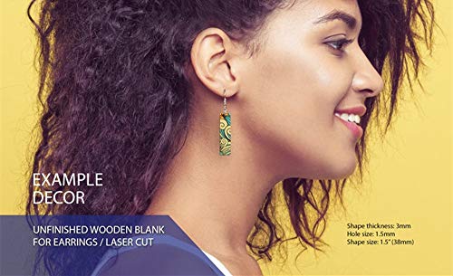 30pcs Unfinished Wood Earring Blank,Wood Strip Blank, Rectangle Laser Cut Unfinished Wood Cutouts (Mix Sizes) ACFENG Laser