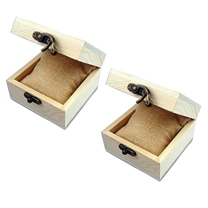 LONMAIX 2Pcs/PACK Unfinished Wood Box Gift Wooden Box for your Gift Jewelry Watch (Wooden Box-2PCS/PACK)