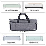 HOMEST Double Layer Carrying Case with Mat Pocket for Cricut Explore Air 2, Cricut Maker, Grey HOMEST