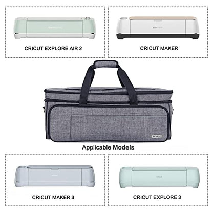 HOMEST Double Layer Carrying Case with Mat Pocket for Cricut Explore Air 2, Cricut Maker, Grey - WoodArtSupply