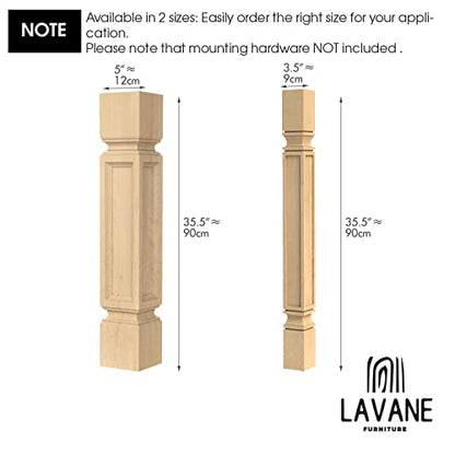 La Vane 35 1/2-inch H 5-inch W 5-inch D Cabinet Columns, Set of 2 Unfinished Square Rubber Wood Replacement Countertop Legs for Large Dining Table & - WoodArtSupply