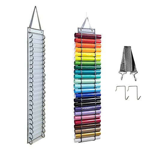 Vinyl Roll Holder with 24 Compartments Vinyl Roll Holder Wall Mounted Hanging Vinyl Roll Organizer for Door Wall Stand - WoodArtSupply