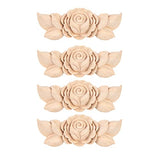 Wood Applique Rubber Wood Carved Corner Onlay Applique Furniture,Decorative Wood Appliques,Onlay Door Wall Cabinet Frame Decor Flower Shape Unpainted Pilipane