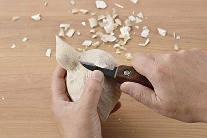 KAKURI Japanese Wood Carving Knife Folding 1.7" (Single Bevel), Made in JAPAN, Japanese White Steel No.2 Blade, Pocket Knife for Woodworking, Woodcarving, Marking, Crafting, Brown