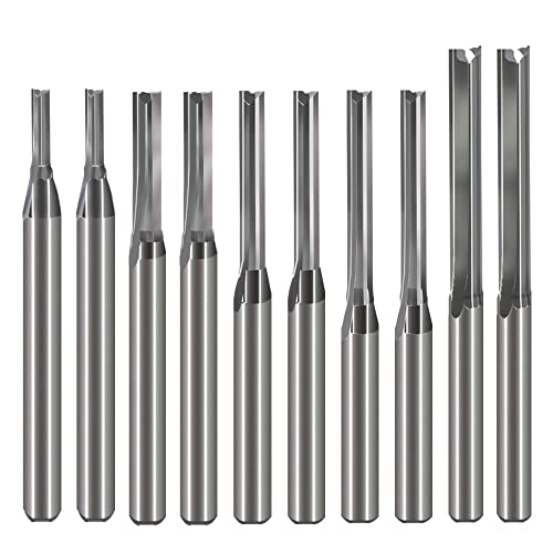 HOZLY 1/8 Inch Straight Router Bits Set (CED 1.0mm 1.5mm 2.0mm 2.5mm 3.175mm )Milling Cutter 2 Flutes Double Edged CNC Cutting Tungsten Steel for - WoodArtSupply