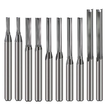 HOZLY 1/8 Inch Straight Router Bits Set (CED 1.0mm 1.5mm 2.0mm 2.5mm 3.175mm )Milling Cutter 2 Flutes Double Edged CNC Cutting Tungsten Steel for - WoodArtSupply