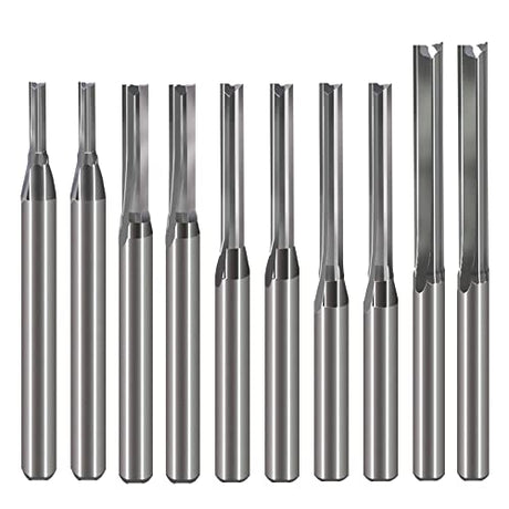 HOZLY 1/8 Inch Straight Router Bits Set (CED 1.0mm 1.5mm 2.0mm 2.5mm 3.175mm )Milling Cutter 2 Flutes Double Edged CNC Cutting Tungsten Steel for HOZLY