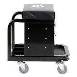 Omega-Lift Mechanic Stool with Wheels – Tool Box with Padded Chair Seat and Rolling Wheels for Garage – 450 Lbs Capacity Omega Lift Equipment