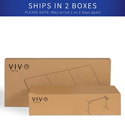 VIVO Electric Height Adjustable 71 x 36 inch Memory Stand Up Desk, Rustic Vintage Brown Table Top, Black Dual Motor Frame, Touch Screen Preset VIVO