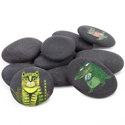 BigOtters 10PCS Painting Rocks, Dark River Rocks for Painting, 1"-3" DIY Rocks Flat Smooth Kindness Rocks for Arts DIY Crafts, Hand Picked - WoodArtSupply