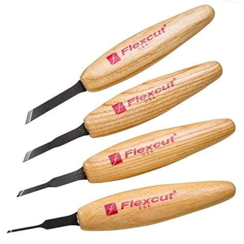 Ramelson/Flexcut Micro Skew Woodcarving Tools | Detailing Knife | Whittling | Steel | Carving Set | 4 Piece - WoodArtSupply