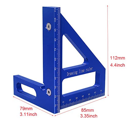 3D Multi-Angle Measuring Ruler 45/90 Degree Woodworking Angle Ruler Miter Triangle Ruler Scriber Angle Measuring Tool for Engineer Carpenter Blue
