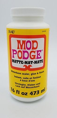 Two 16oz Bottles of Mod Podge Waterbase Sealer/Glue/Finish (Matte Finish + Gloss Finish) with Decoupage Tool Set - 4.5" Brayer and 3.5x2.5" Squeegee - WoodArtSupply