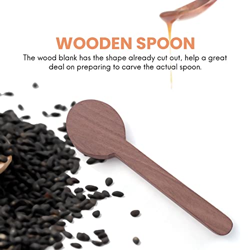 TAMOSH Wood Carving Spoon Blank Beech and Walnut Wood Unfinished Wooden Craft Whittling Kit for Whittler (4Pcs)