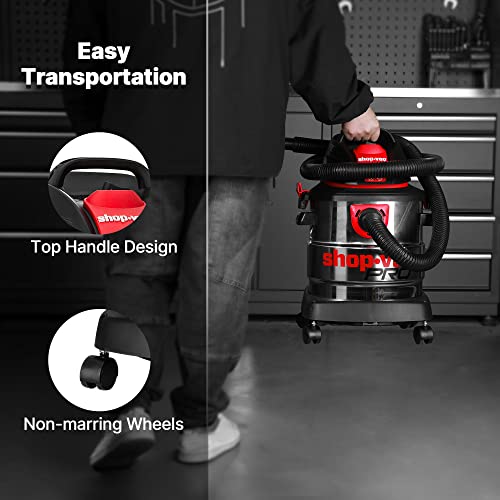 Shop-Vac 5 Gallon 4.5 Peak HP Wet/Dry Vacuum, Stainless Steel Tank, Portable Shop Vacuum with Filter, Hose and Accessories for Garage, Workshop. Shop-Vac