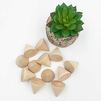 SUPVOX 10pcs Natural Wood Cone Ring Holders Unpainted Wooden Cones to Craft Paint Jewelry Display Stand 3.1cm