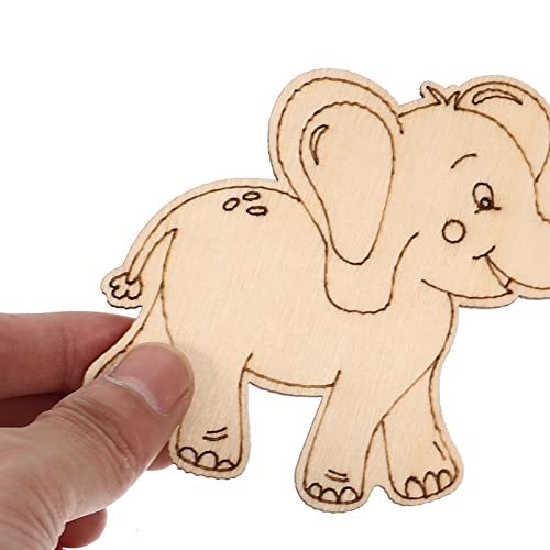 Sewroro 40pcs Graffiti Animal Wood Piece Craft Ornaments Unfinished Wood Ornaments Forest Animal Wood Cutouts Balsa Wood Craft Wood DIY Crafts Wood Sewroro