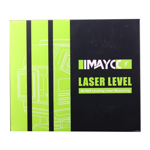 IMAYCC Laser Level, 4x360° Self Leveling Laser Level, 4D Cross Line Laser with Remote Control, Anti-fall Box, Multiple Stands, Rechargeable Batteries - WoodArtSupply