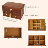 EURIELK Wooden Jewelry Box with Lock and Key for Women, 2 Drawers Medium Size Real Natural Wood Lockable Antique Girls Organizer Boxes with Large EURIELK