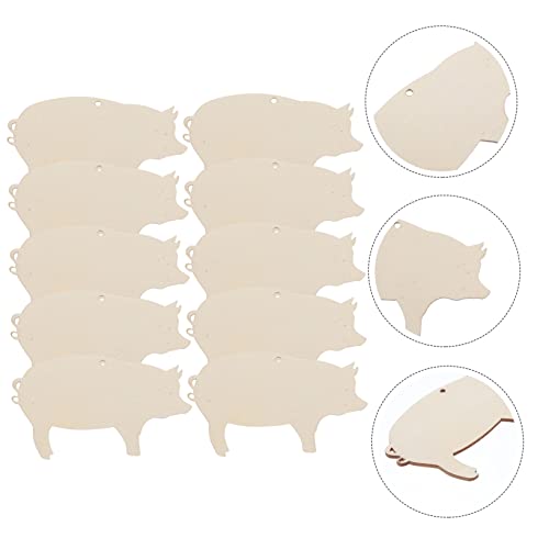 BESTOYARD 10pcs DIY Wooden Pigs Unfinished Wooden Cutouts Wood Blanks Wooden Label Tags Mini Pigs Slice Unfinished Wood Pigs Deer Out Wood Pigs BESTOYARD