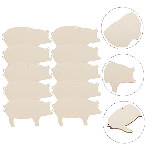 BESTOYARD 10pcs DIY Wooden Pigs Unfinished Wooden Cutouts Wood Blanks Wooden Label Tags Mini Pigs Slice Unfinished Wood Pigs Deer Out Wood Pigs - WoodArtSupply