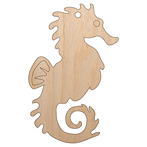 Seahorse Icon Unfinished Craft Wood Holiday Christmas Tree DIY Pre-Drilled Ornament