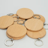 3 Inch Big Round Wood Engraving Blanks Wood Blanks Blank Wooden Key Tag with Keychain (5 PCS) TFoRibbon