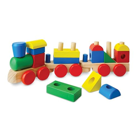 Melissa & Doug Stacking Train - Classic Wooden Toy (18 pcs) - Train Set, Wooden Sorting & Stacking Toys For Toddlers Ages 2+, Multi-colored Melissa & Doug