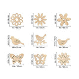 Creaides 100pcs Mini Bird Wood DIY Crafts Cutouts Wooden Bird Flower Butterfly Slices Embellishments Gift Unfinished Wood Ornaments for DIY Projects Creaides