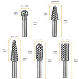 Hoteche Rotary Burr Set 5-Piece 1/4" Shank Carving Engraving Drill Bits Universal Fitment Rotary Tool Rasp Bits for Wood and Plastic Fit with Dremel, Hoteche