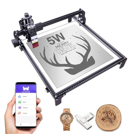 LAKIX 5W Laser Engraver, Laser Engraving Machine with 5000mW 0.08 * 0.08mm Fixed-Focus Compressed Spot Laser Module, APP Operation Laser Cutter for LAKIX