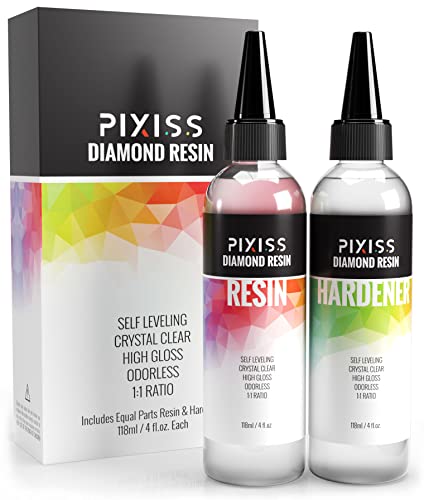 Epoxy Resin Crystal Clear Casting Resin for Epoxy and Resin Art | Pixiss Brand Easy Mix 1:1 (8-Ounce Kit) | Supplies for Tumblers, Jewelry Resin, Pixiss